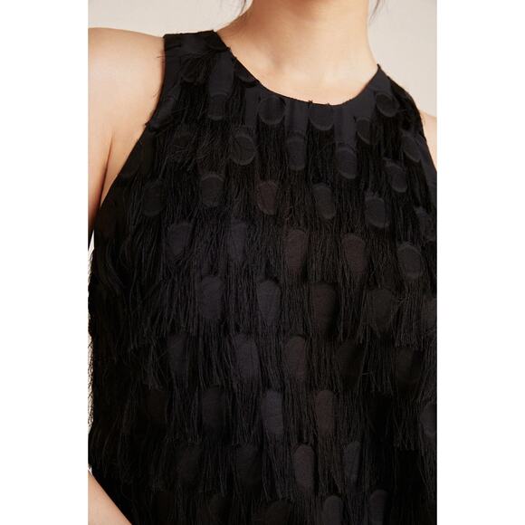 Anthropologie Roxie Textured Fringe Mini Dress Black Party Cocktail US 8 NWT - Picture 3 of 12